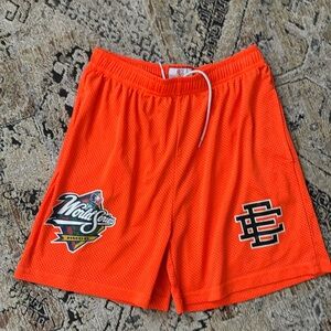 Neon orange Eric Emanuel World Series shorts